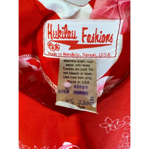 Vintage HUKILAU FASHIONS Hawaiian Muu Muu Caftan Maxi Dress Red Tropical Floral - Picture 2 of 12